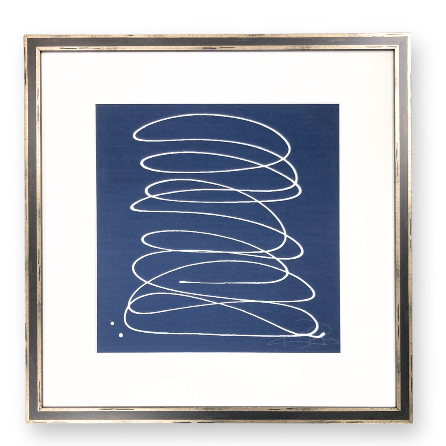 Motion in White on Navy Silk