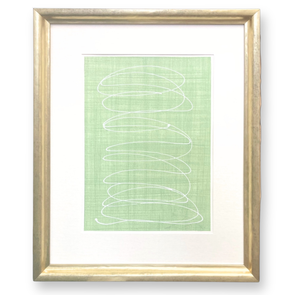 Motion in White on Textured Green