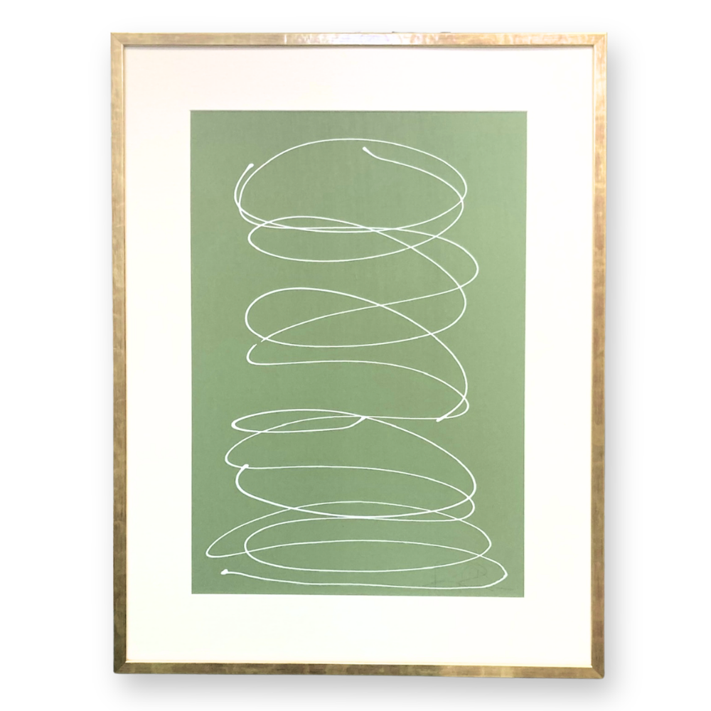 Motion in White on Green Silk 