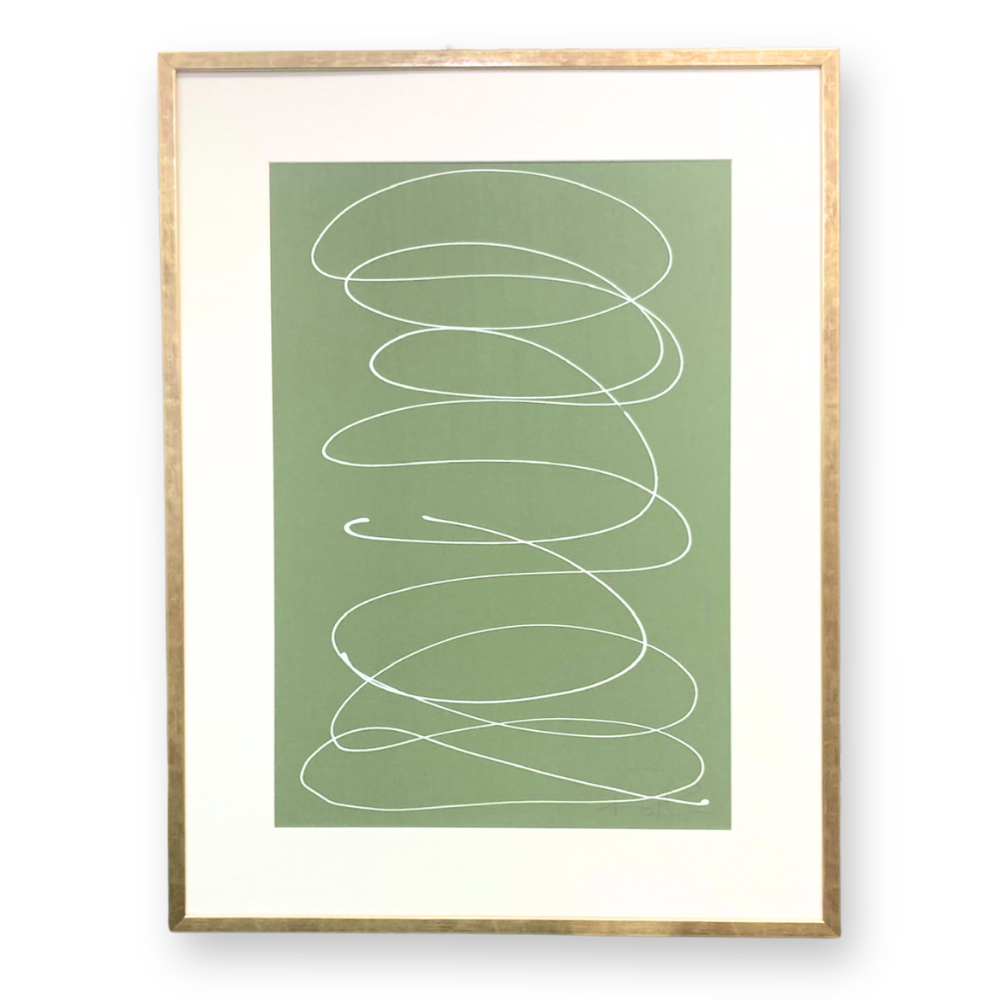 Motion in White on Green Silk 
