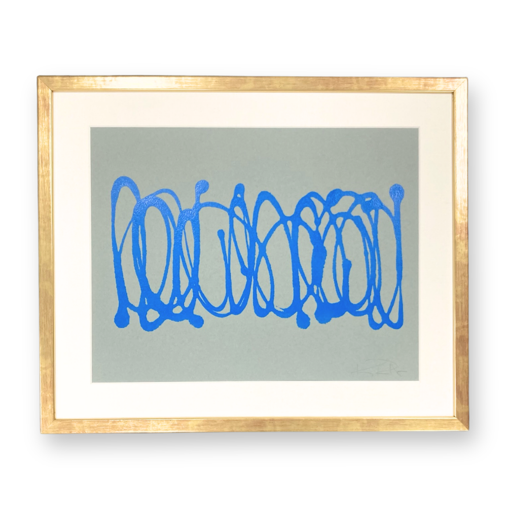 Travels in Bright Blue on Gray