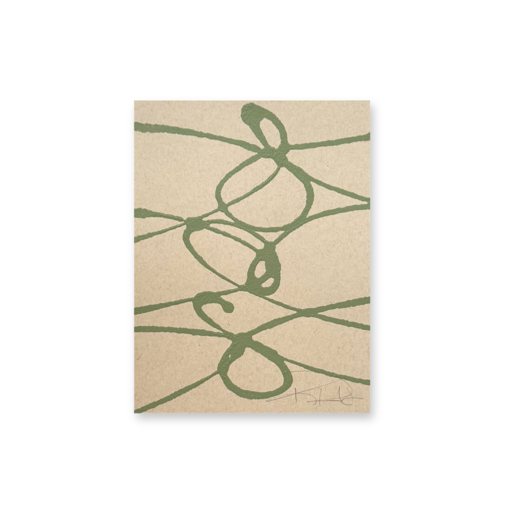 Lilypads in Green on Tan