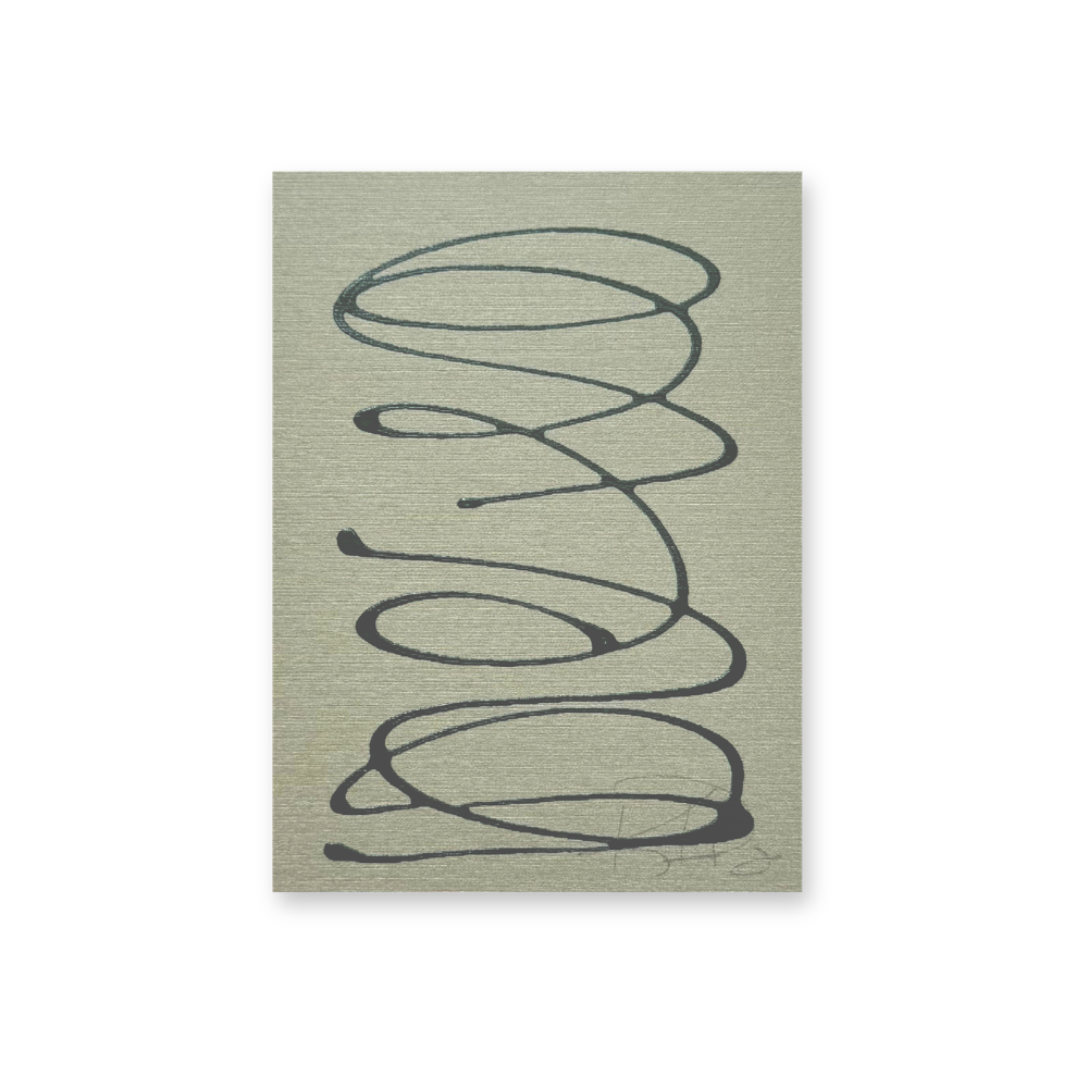 Motion in Green on Greenish/Gray Silk 