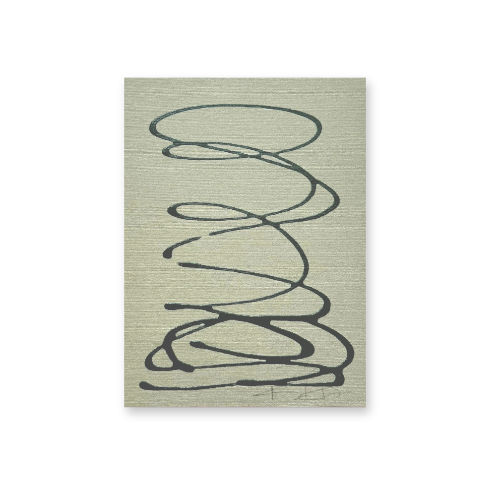 Motion in Green on Greenish/Gray Silk 