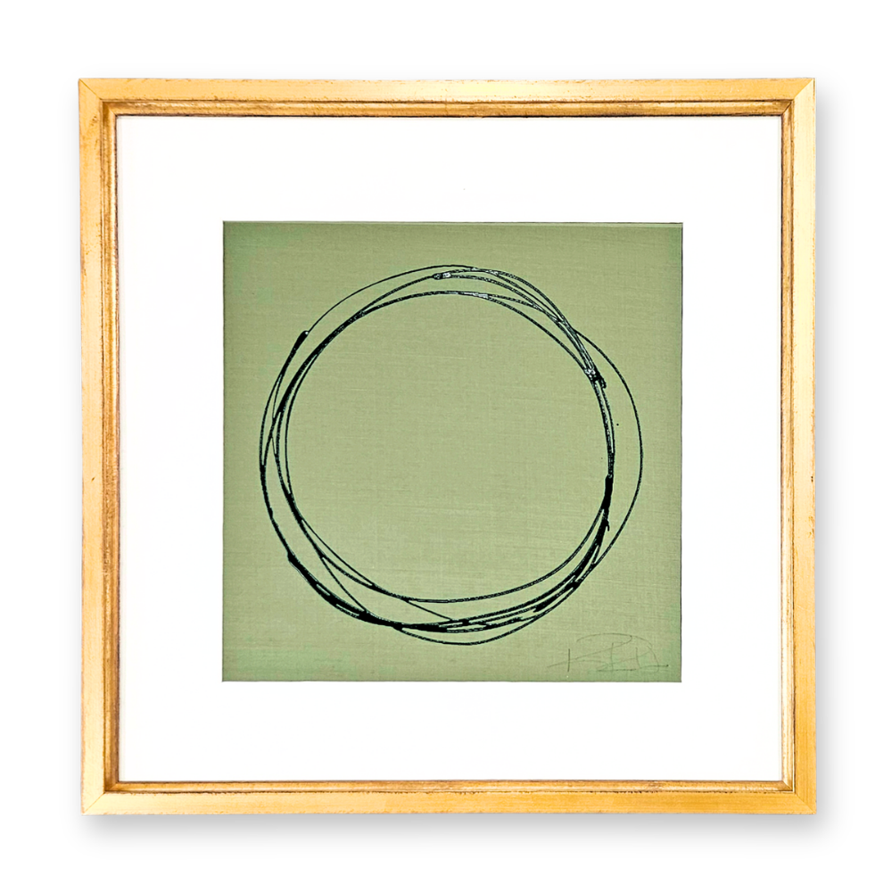Green Circle on Green Silk