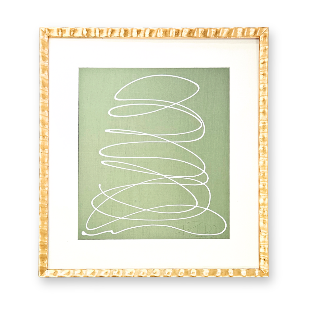 Brainstorm in White on Green Silk 