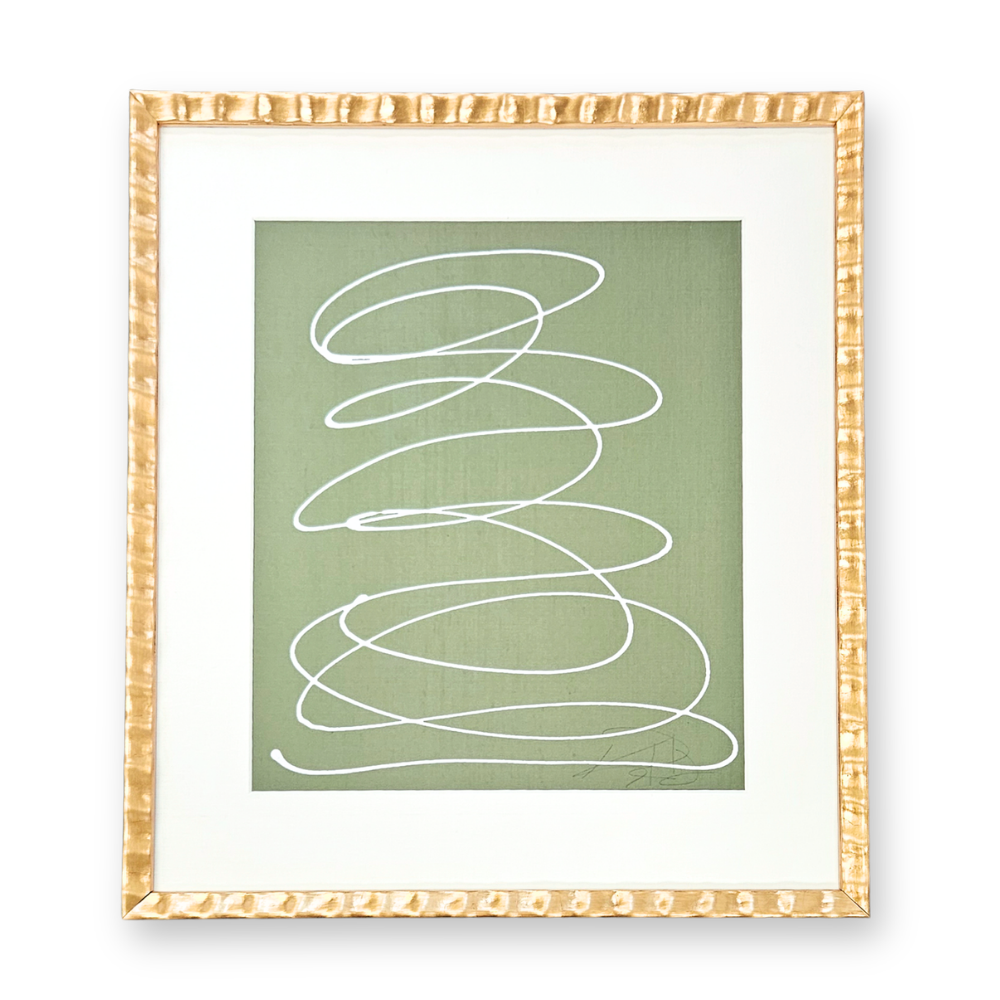 Brainstorm in White on Green Silk 
