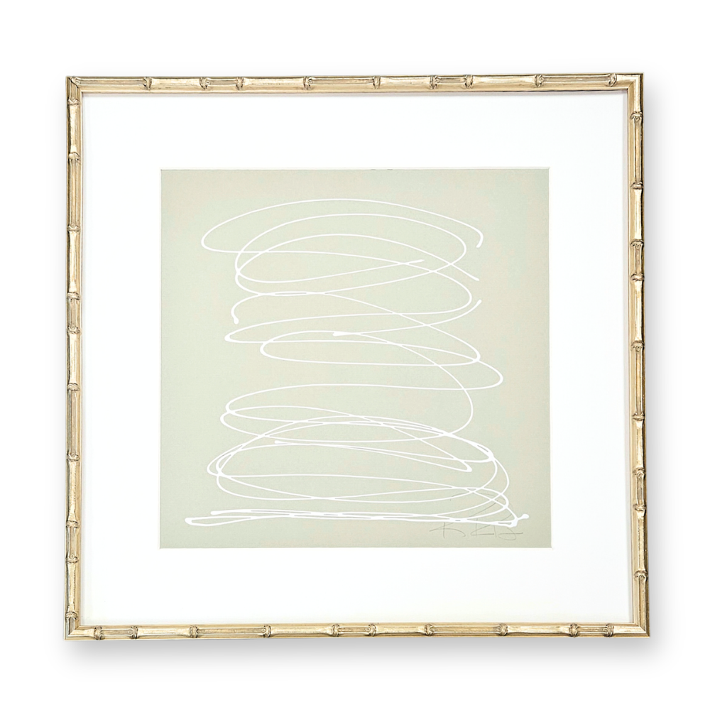 Motion in White on Soft Green 