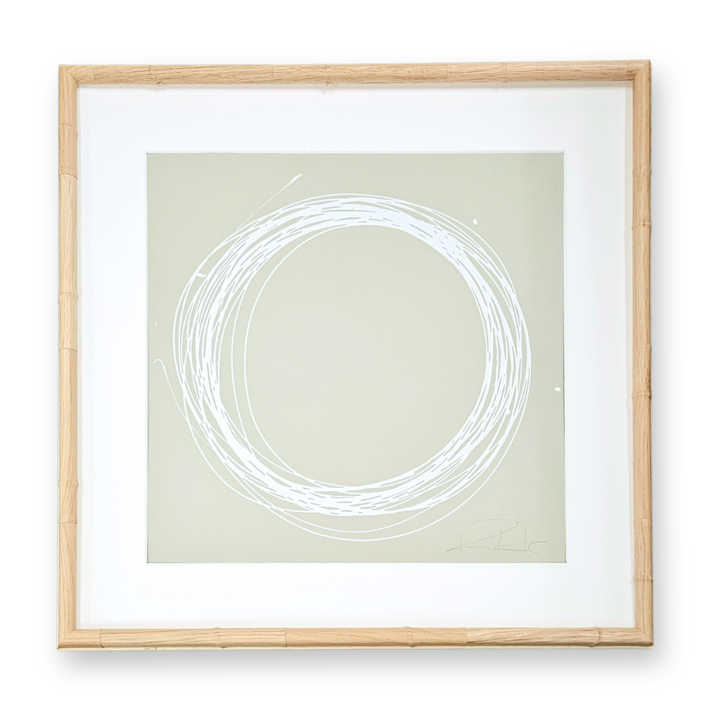 Circle in White on Soft Green