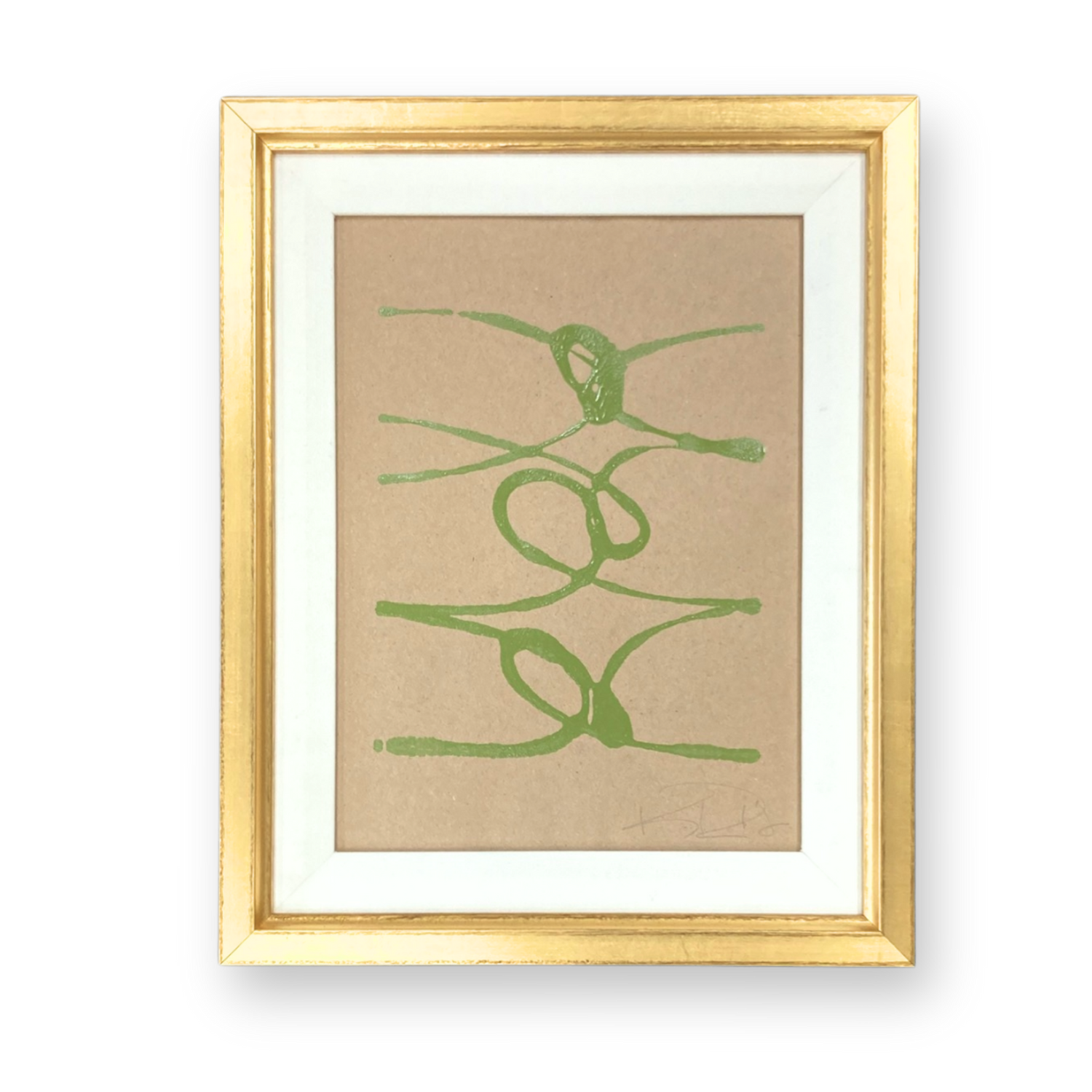 Lilypads in Green on Tan