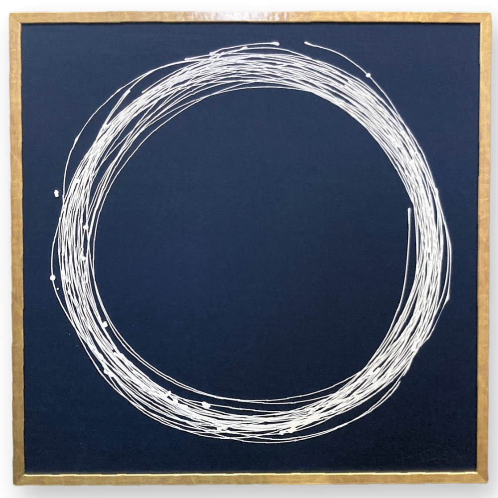 Circle on Navy Silk