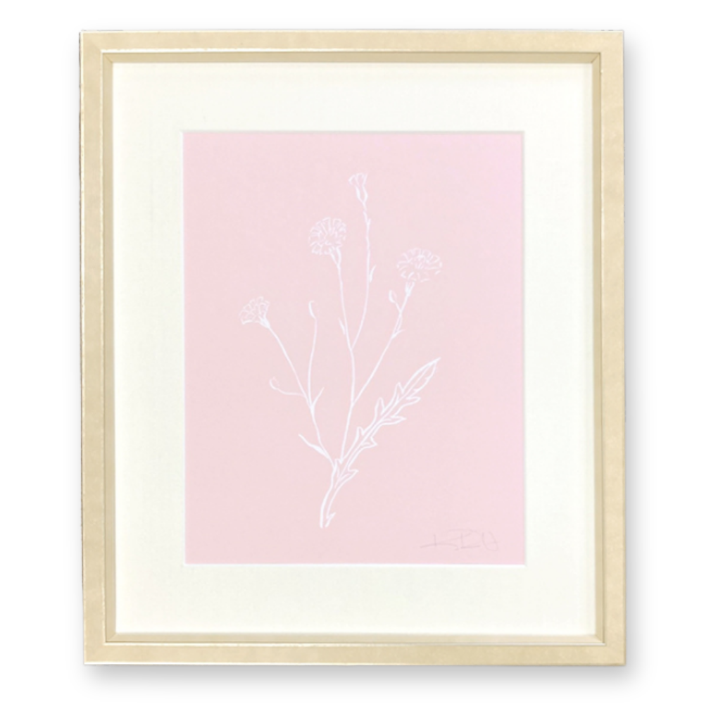 Botanicals No. 4  White on Pink