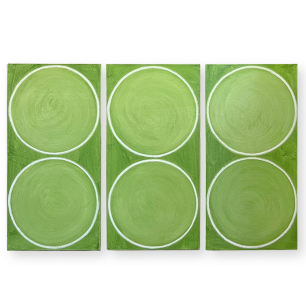 Circles in Green Triptych