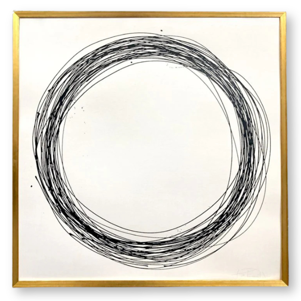 Circle in Black on White Silk