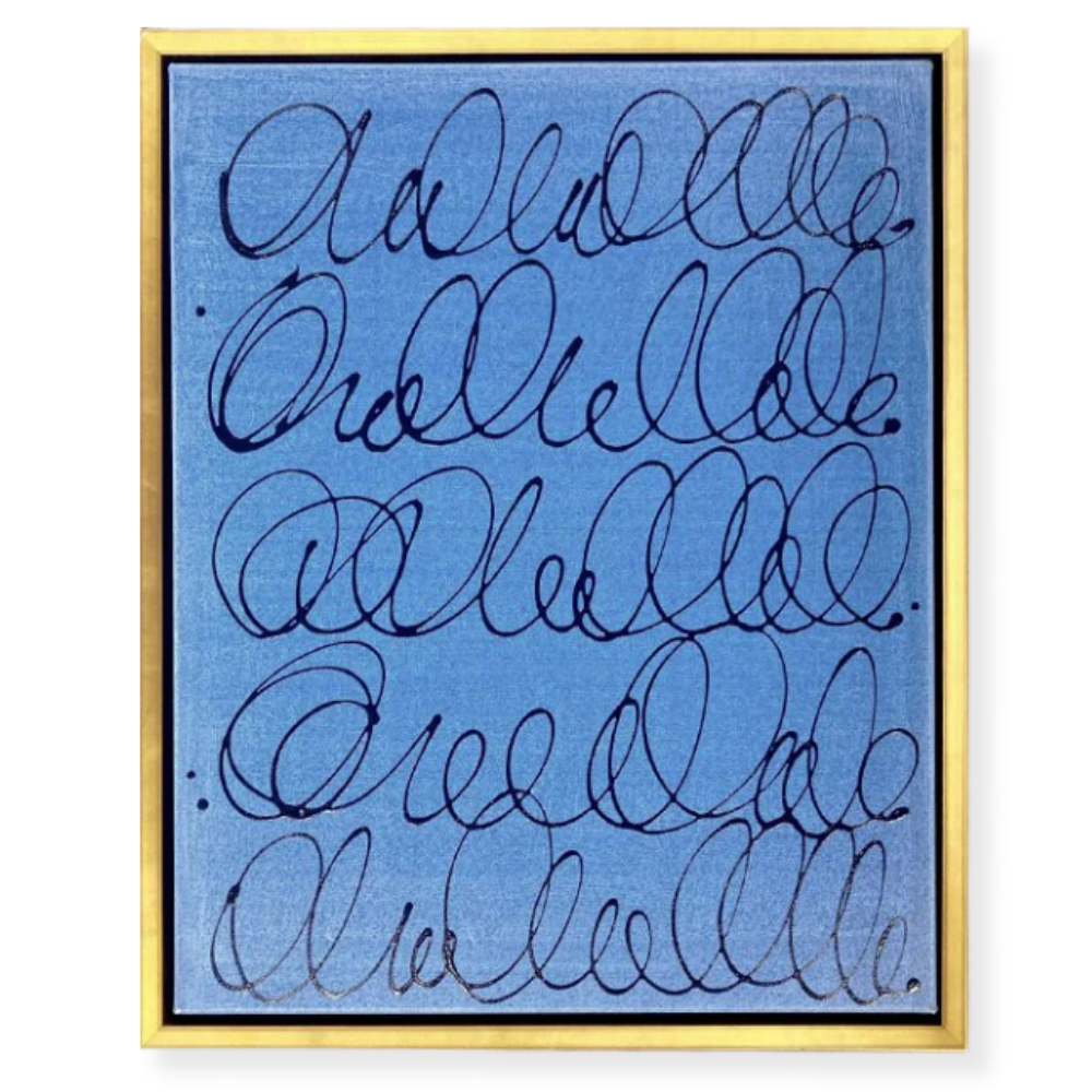 Story in Navy on Blue