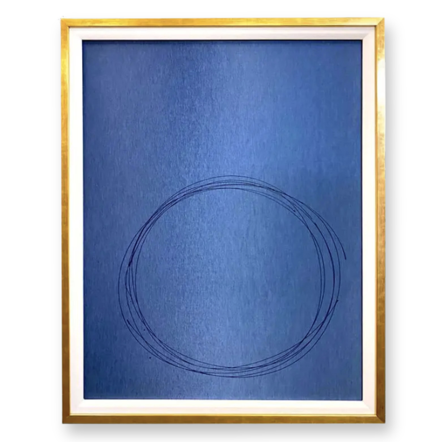 Navy Circle on Blue Silk