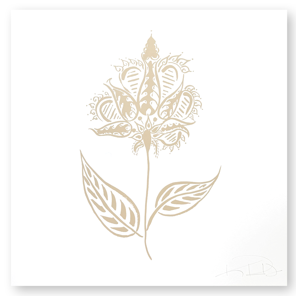 Bengal Botanical No. 2 in Tan on Soft White