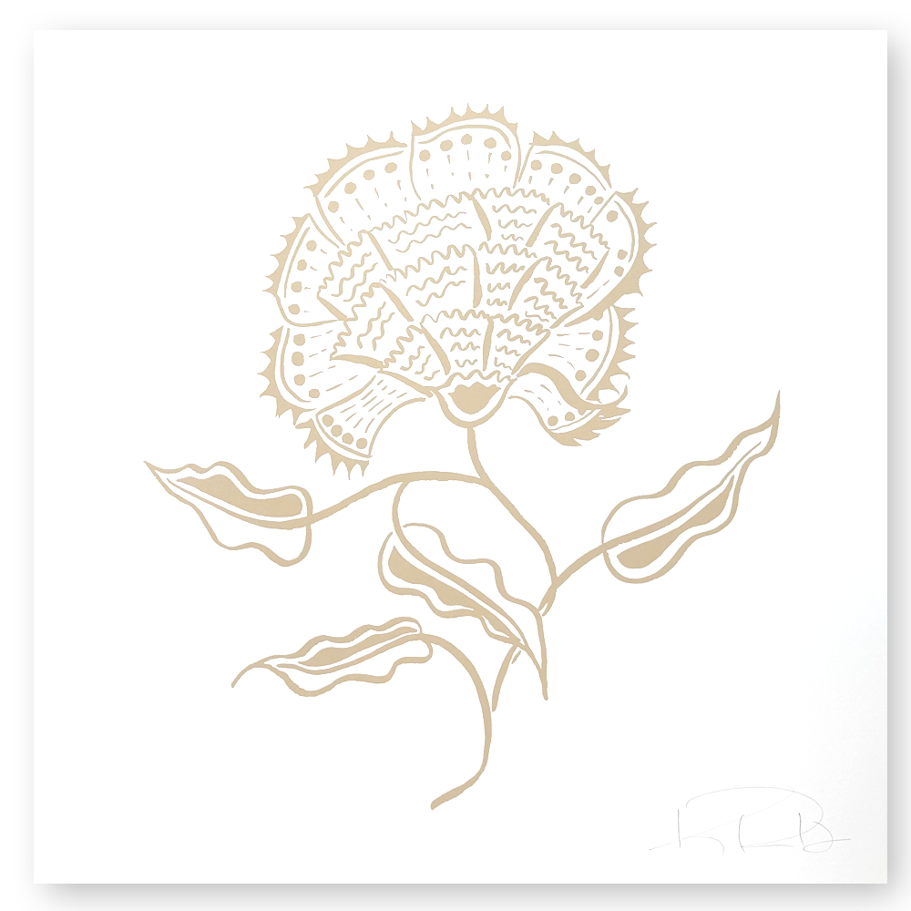 Bengal Botanical No. 3 in Tan on Soft White