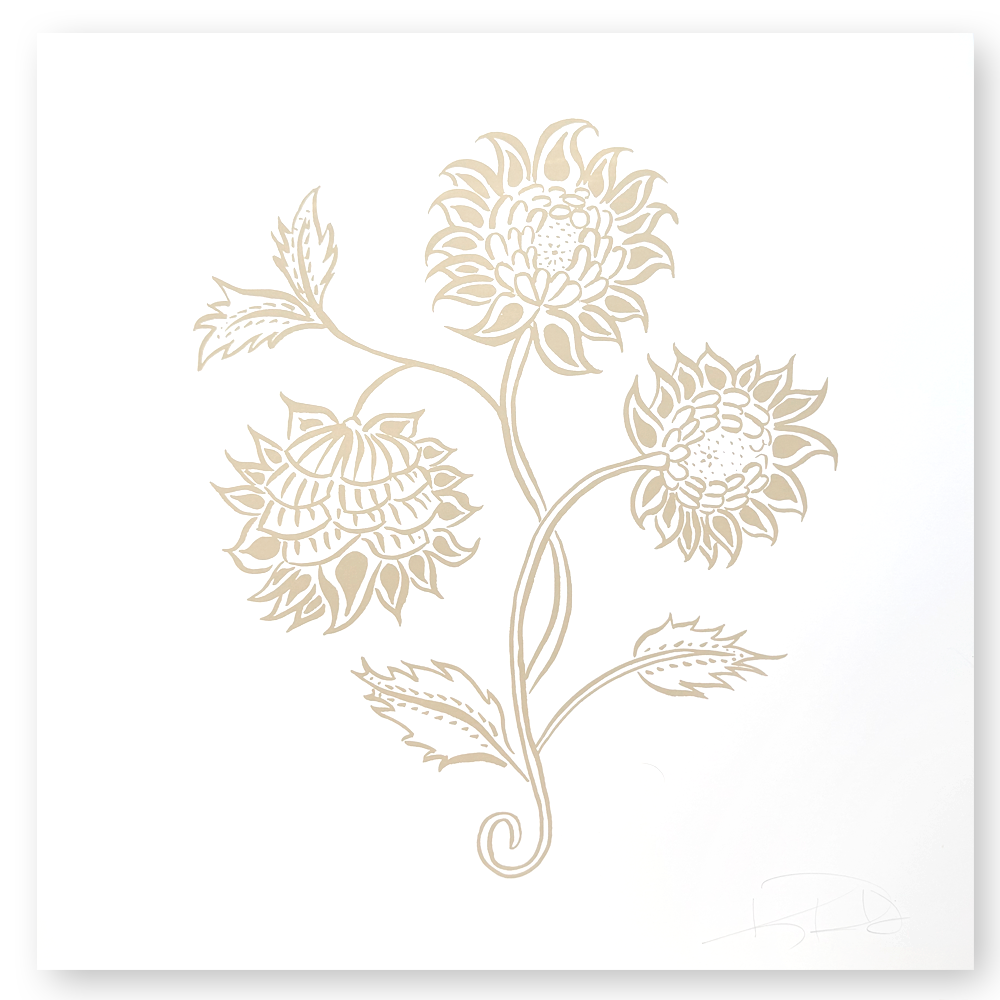Bengal Botanical No. 4 in Tan on Soft White